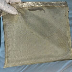 Anteprima Metallic Gold Mesh Zip Pouch with Chain Strap